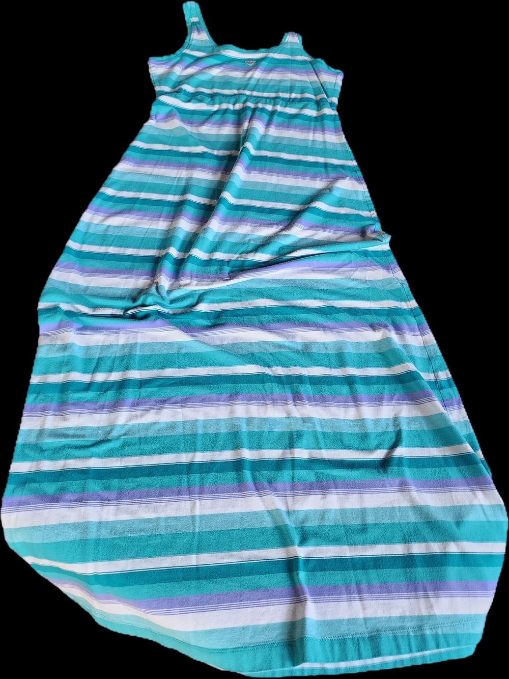 Striped Teal & Lavender Sleeveless Maxi Dress